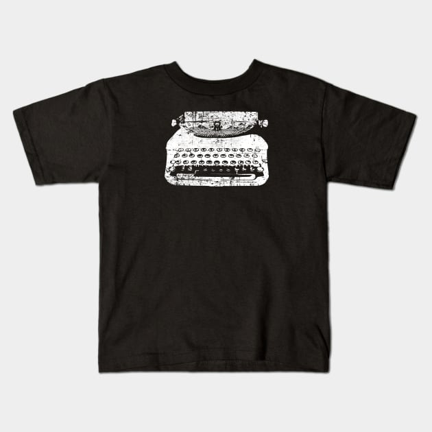 Vintage Typewriter Author Wordsmith Retro Distressed Kids T-Shirt by ClothedCircuit